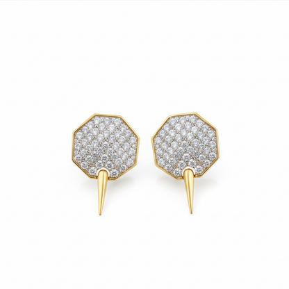 White Stones Hexagon Studs