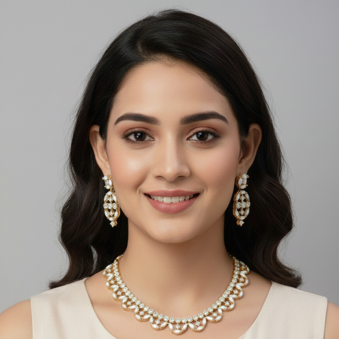 Elegance Curved & Cute Crystal Set - Artificial Stone Jewellery