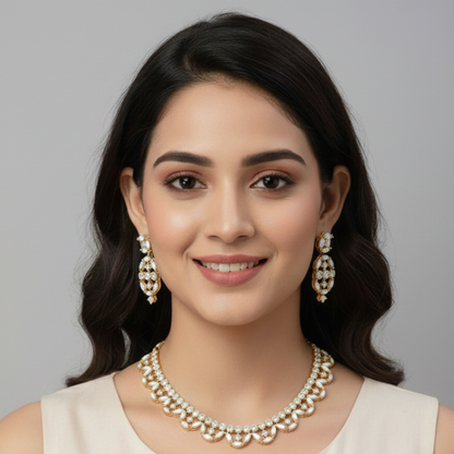 Elegance Curved & Cute Crystal Set - Artificial Stone Jewellery