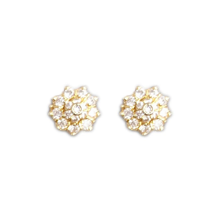 Gold plated with white stone flower design studs