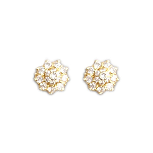 Gold plated with white stone flower design studs