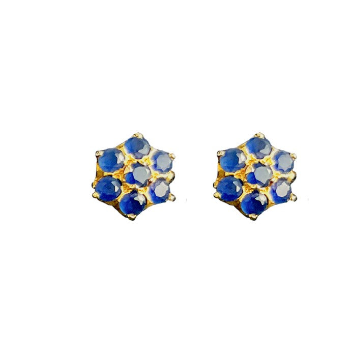 Gold plated with flower design and blue stone