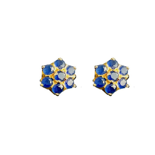 Gold plated with flower design and blue stone