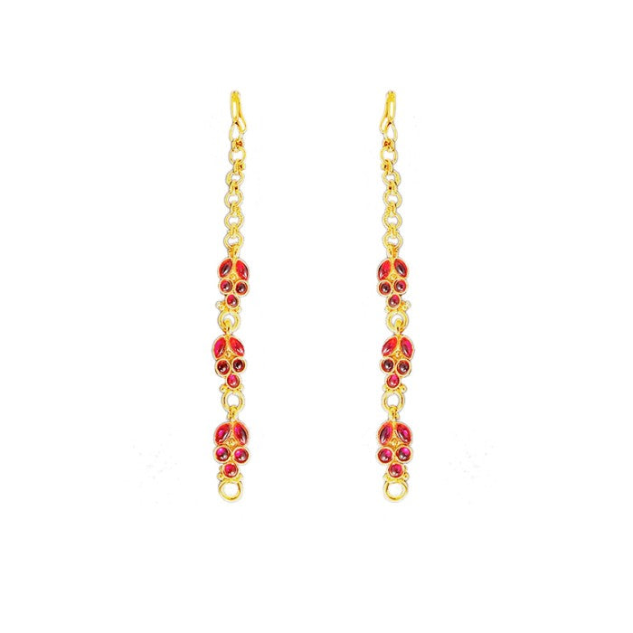 Gold Plated With Red Stone Ear Chain