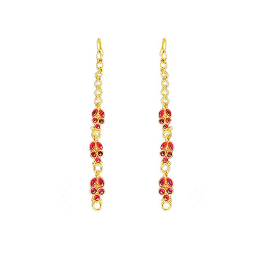 Gold Plated With Red Stone Ear Chain