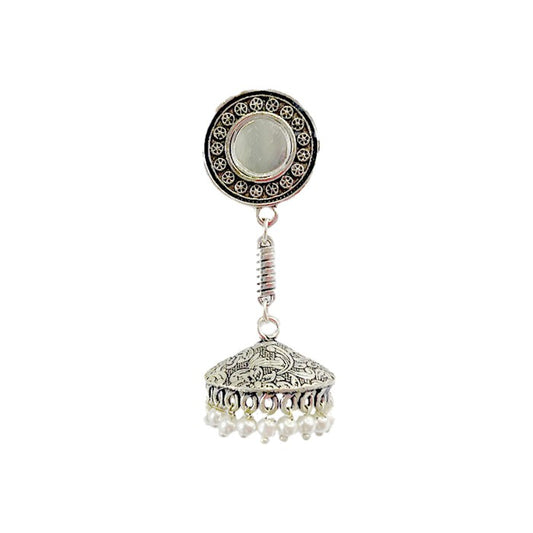 Oxidised Jhumkas with white pearls