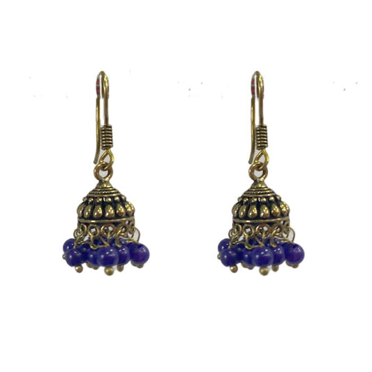 Oxidised small jhumka with beads