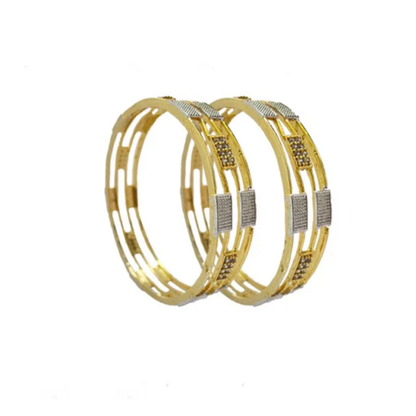 Gold Plated Bangles With Rectangle White Stones