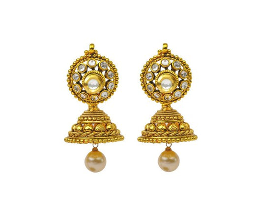 Gold Plated With White Stone Pearl