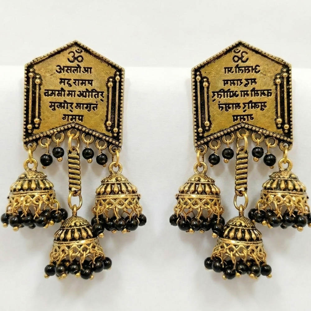 Words Stud Triple Jhumka Hanging Earring
