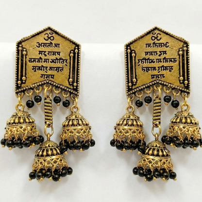 Words Stud Triple Jhumka Hanging Earring