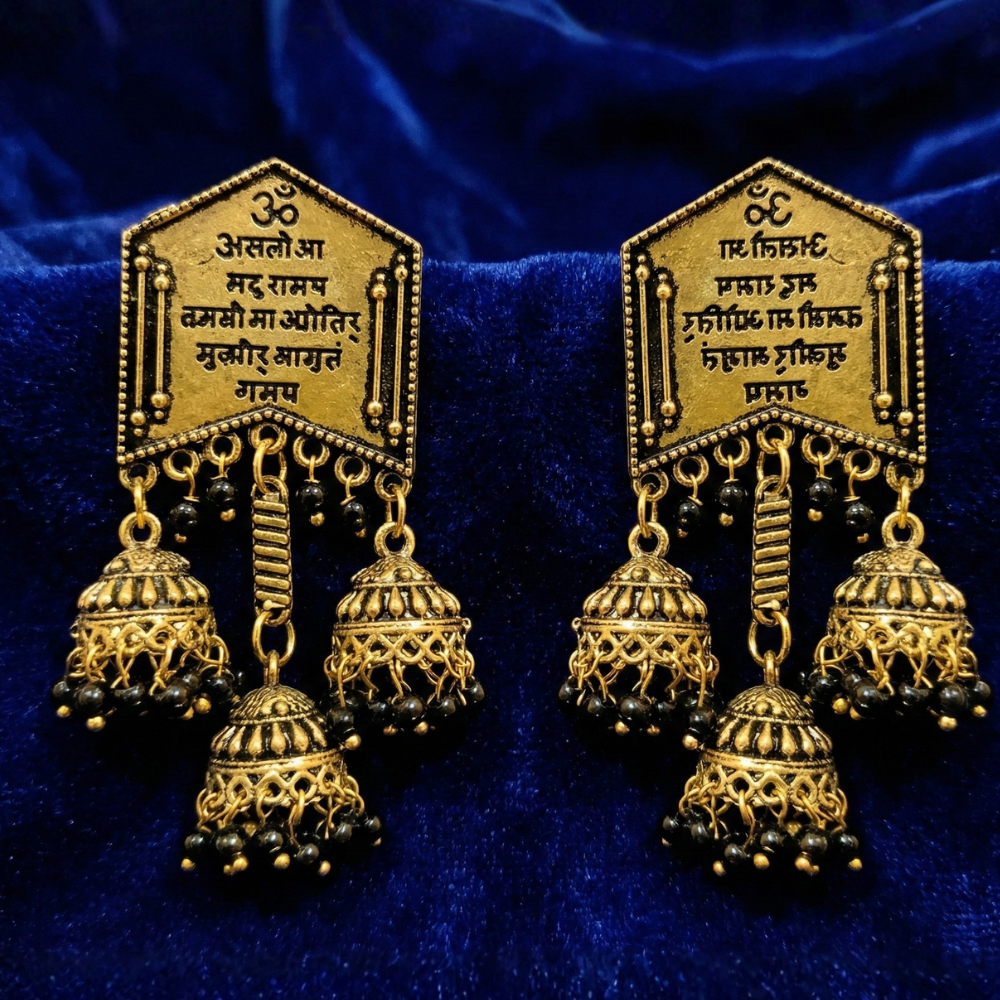 Words Stud Triple Jhumka Hanging Earring