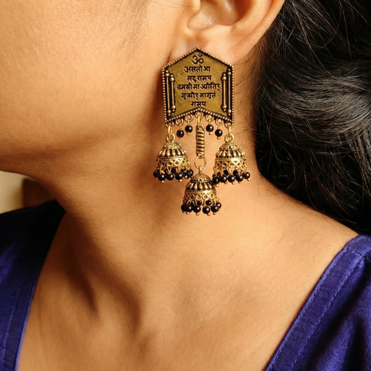 Words Stud Triple Jhumka Hanging Earring