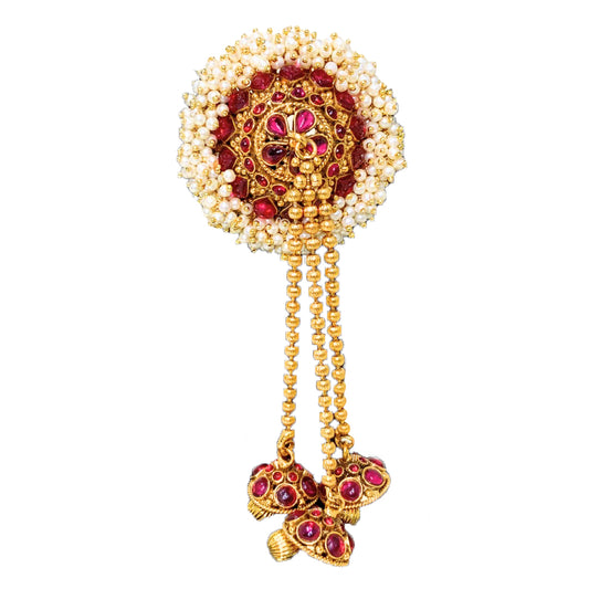 Gold Plated Hair Jewelry Manga design with white stone