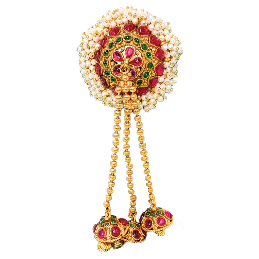 Gold Plated Hair Jewelry Manga design with white stone