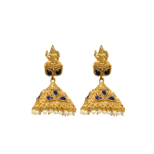 Gold plated jhumka With white pearl