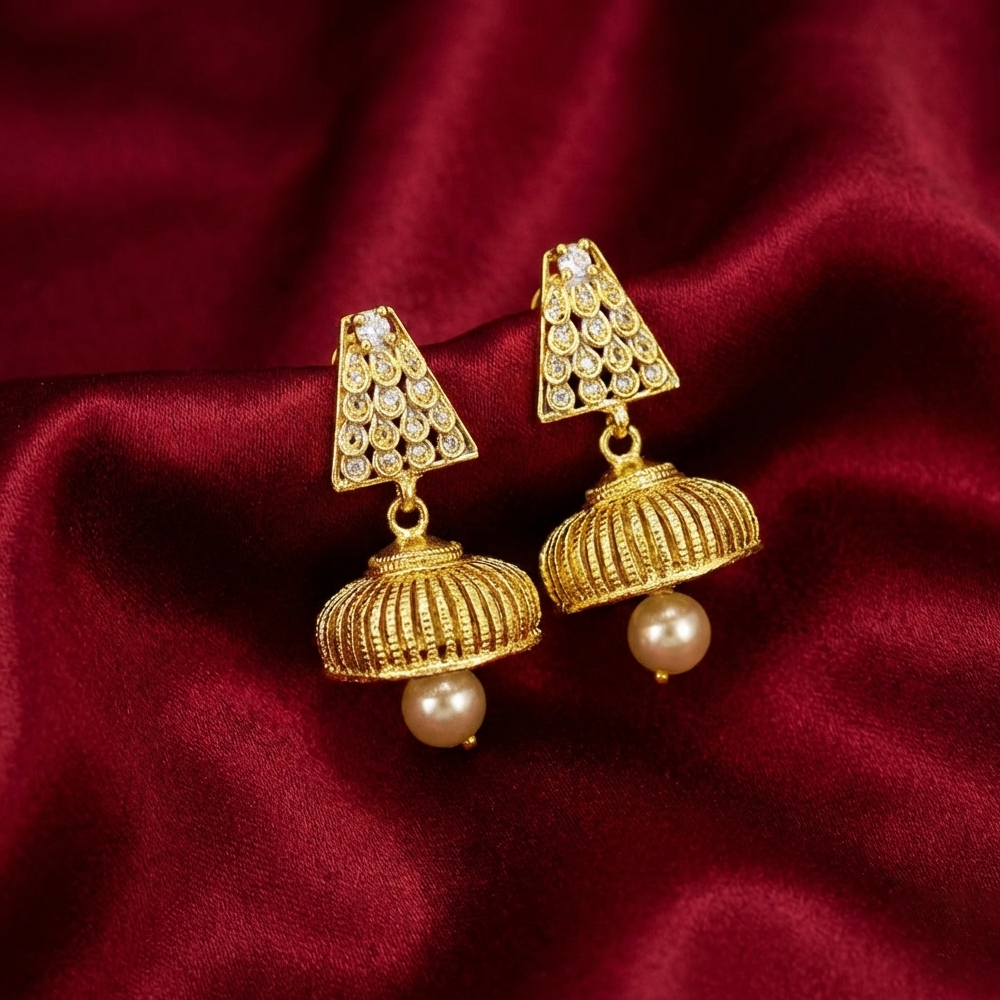 Antique Model Hanging Pearls Casual Jhumka