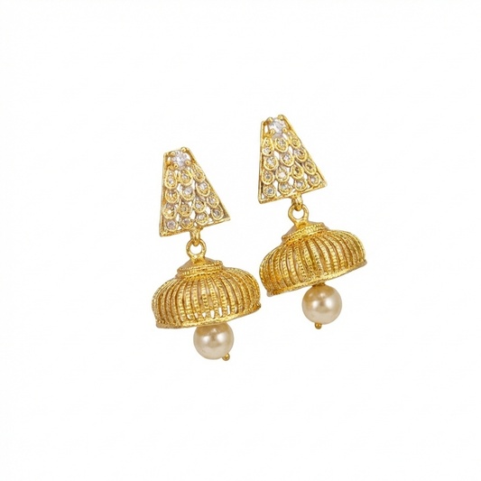 Antique Model Hanging Pearls Casual Jhumka