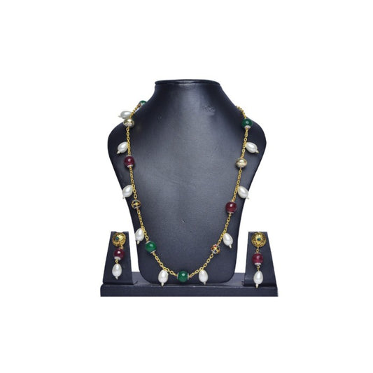 Chain With White Red & Green Beads