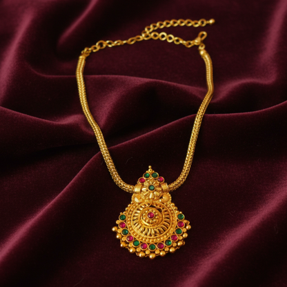 Gold Plated with Pink and Green Stones