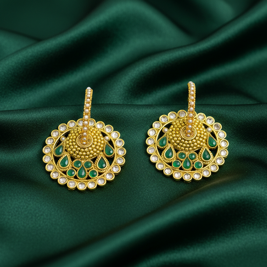 Green And White Stones Hanging Loops