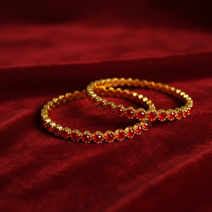 Gold plated with Red Stone Bangles