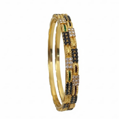 White & Green Stone Pair Bangles