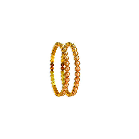Gold Plated Kemp Bangles With Round White Pearls