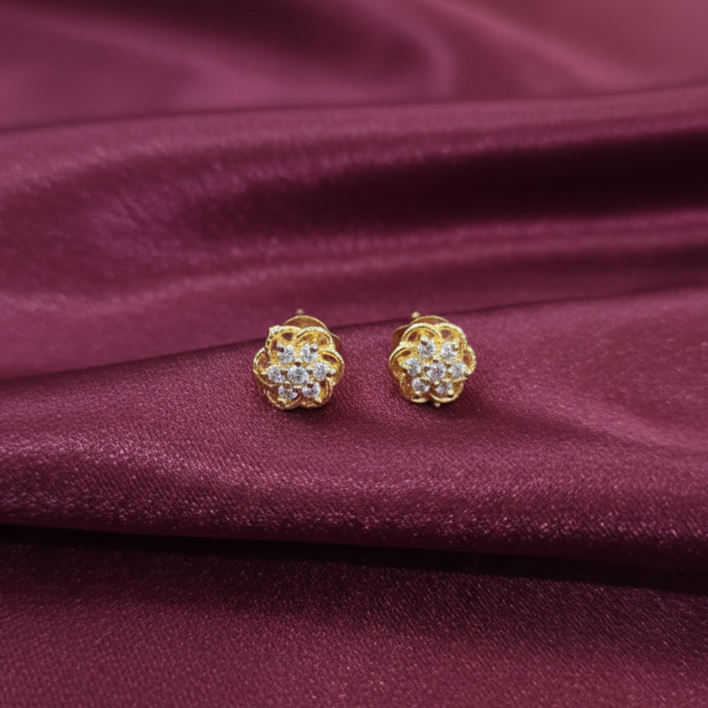 White Stones with Beautiful Plated Flower Studs