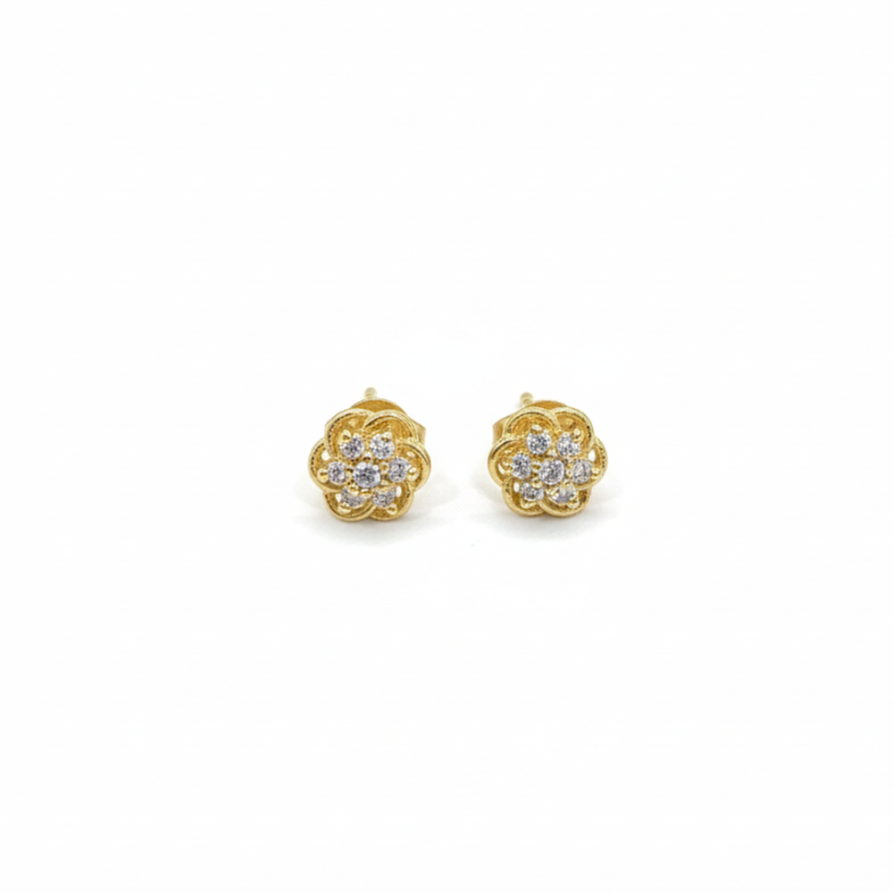 White Stones with Beautiful Plated Flower Studs