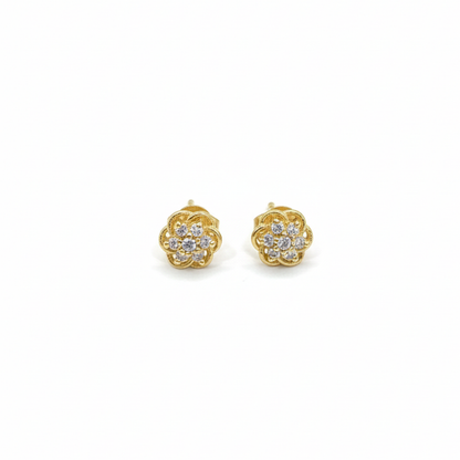 White Stones with Beautiful Plated Flower Studs