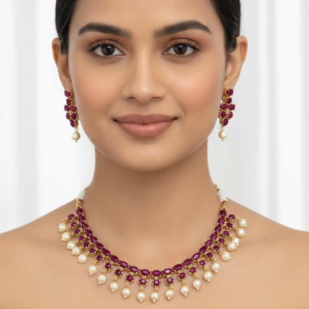 Sparkle Crystal Artificial Stone Jewellery Set