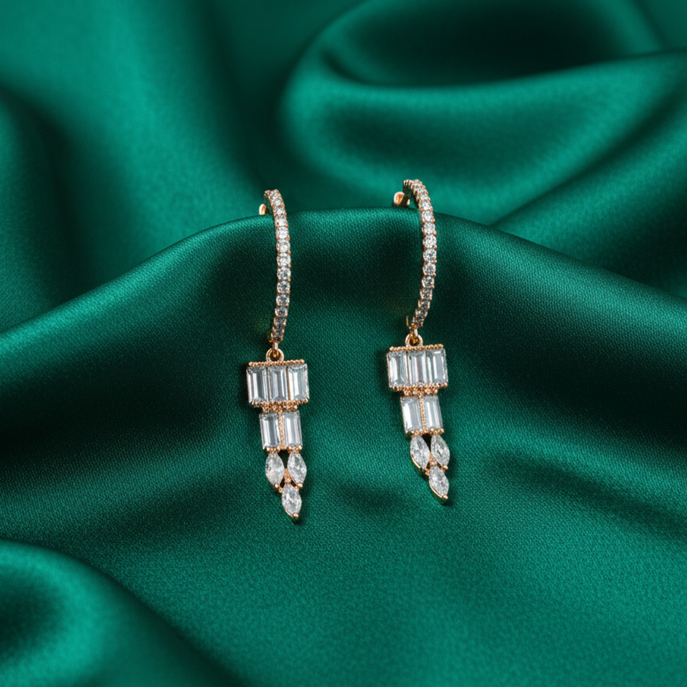 Triangle Drops with Hanging Stones Loops