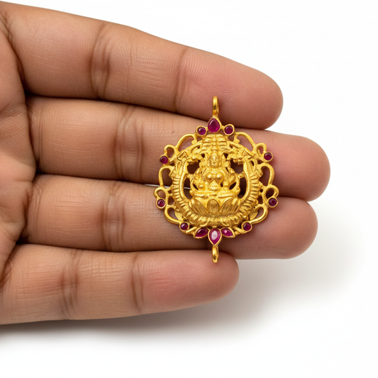 Lakshmi Design Pendant with Red Stones