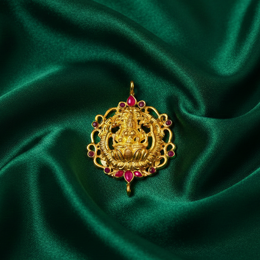 Lakshmi Design Pendant with Red Stones
