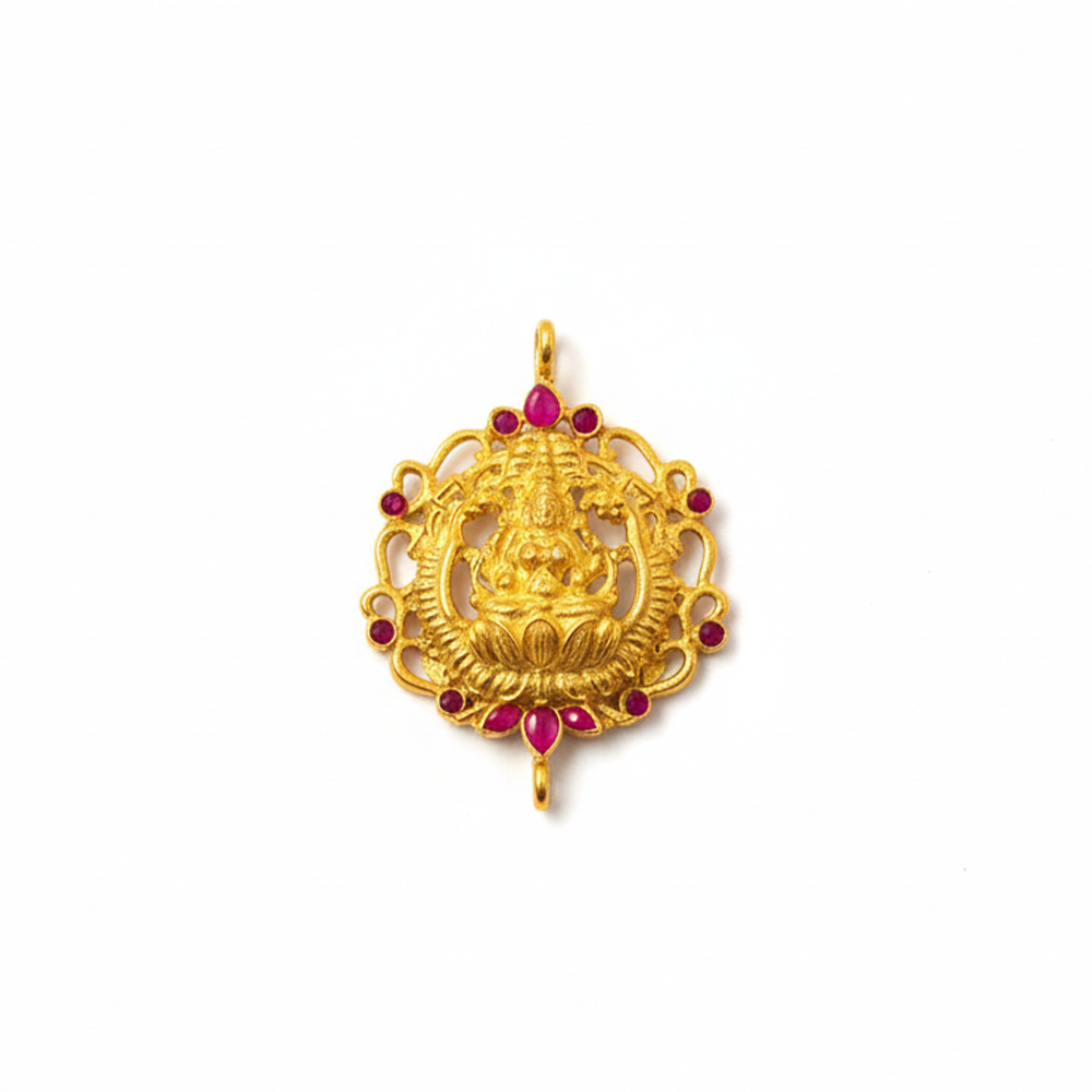 Lakshmi Design Pendant with Red Stones