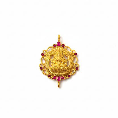 Lakshmi Design Pendant with Red Stones