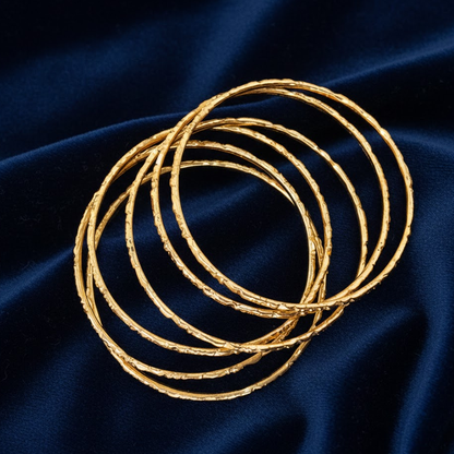 Gold plated Plain Design Six Bangles Set