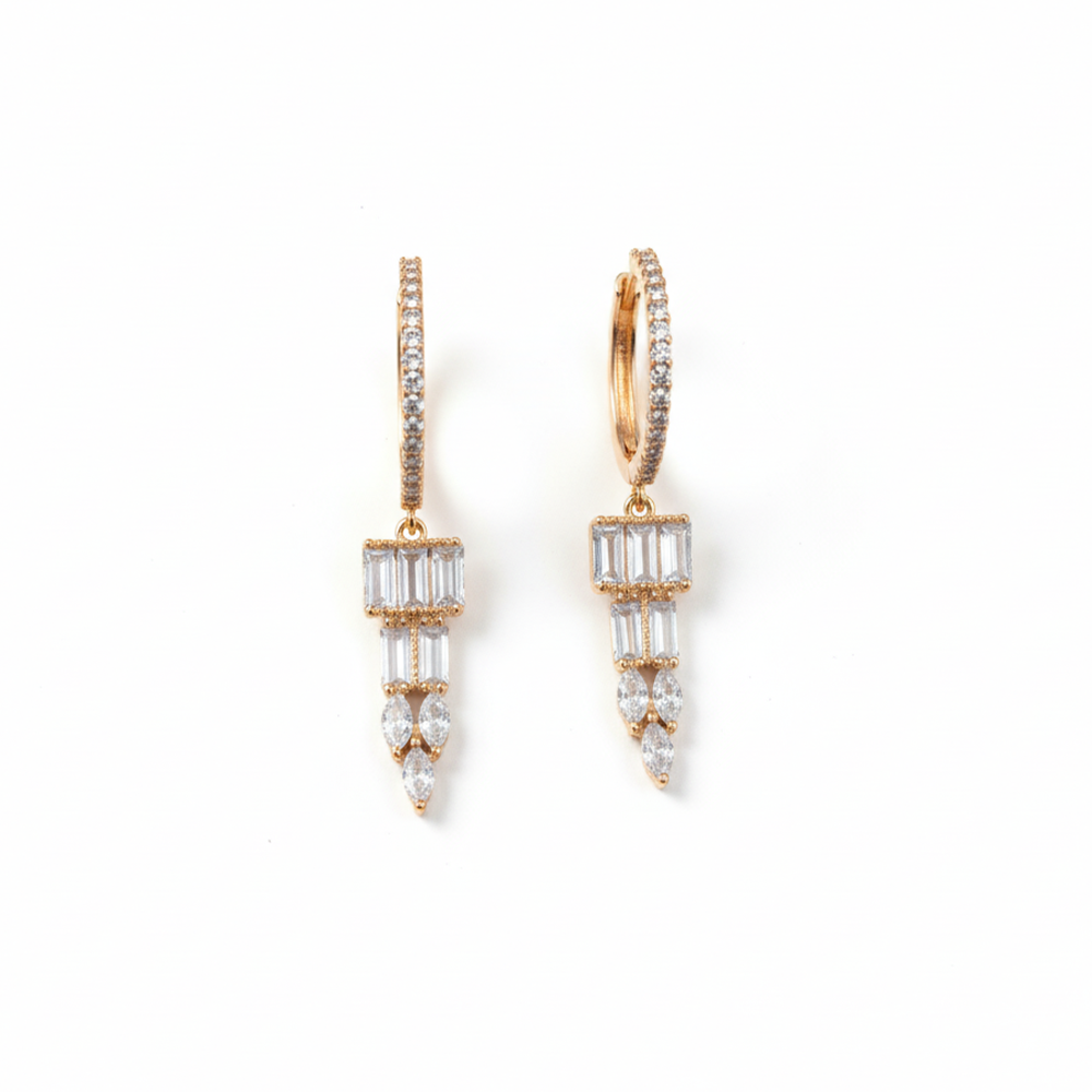 Triangle Drops with Hanging Stones Loops