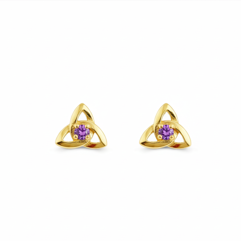 Violet Stone Flower Pattern Studs