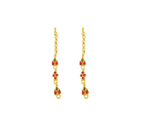 Gold plated with red and green ear chain