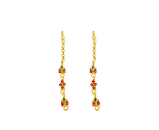 Gold plated with red and green ear chain