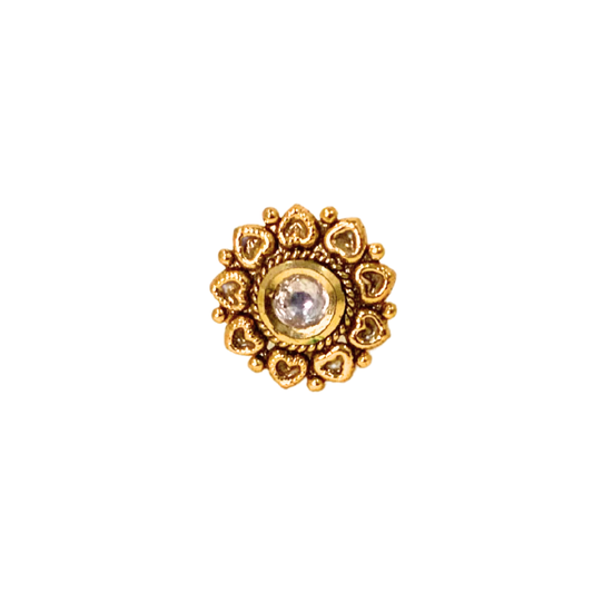 Gold plated round Ring with white stone