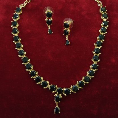 Gold Plated Artificial Big Round Stone Necklace