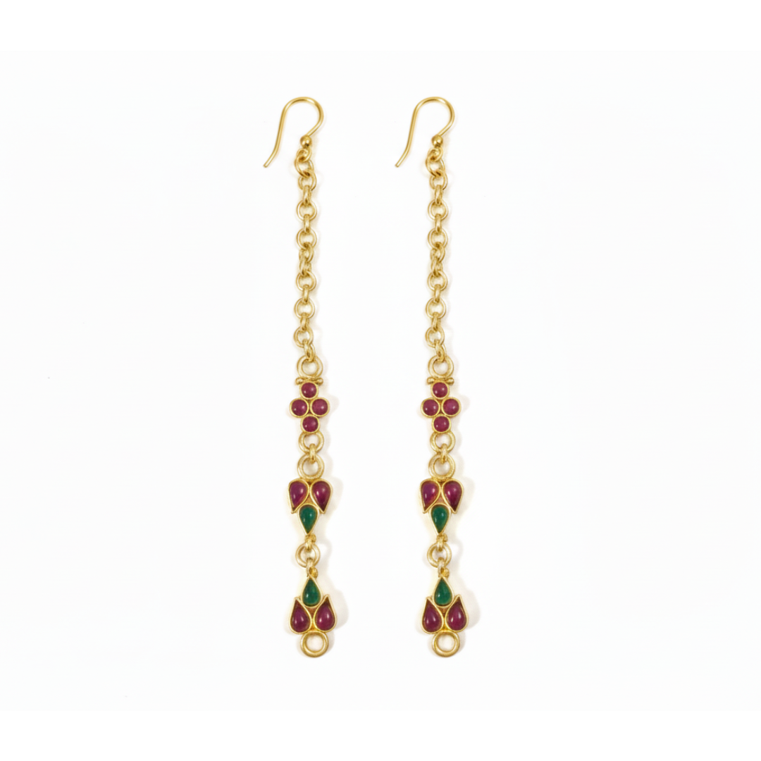 Gold Plated With Red Stone Ear Chain