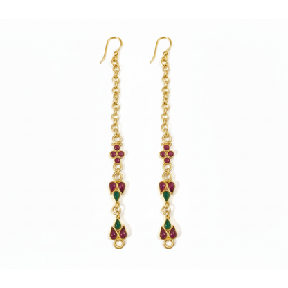 Gold Plated With Red Stone Ear Chain