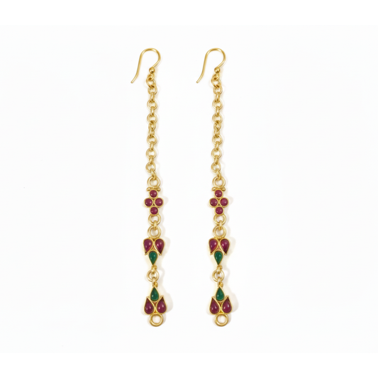 Gold Plated With Red Stone Ear Chain
