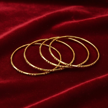 Gold Plated Plain Bangles Four Pieces