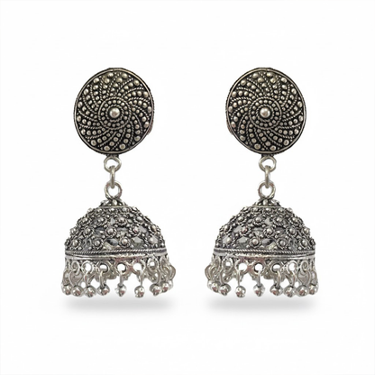 Circular Pattern Type Oxidised Jhumka