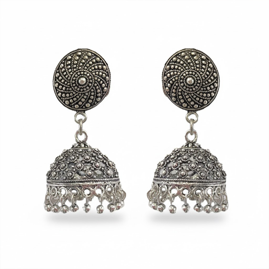 Circular Pattern Type Oxidised Jhumka